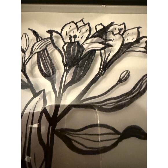 Set of 2 floral sketch framed art, elegant black frame, minimalist boho art - Picture 5 of 9